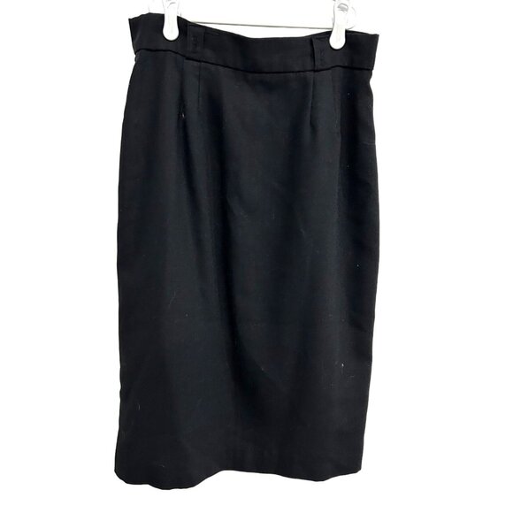 Vintage Pearl Gordon Black Pencil Skirt High Waist Knee Length Size 14 - Picture 1 of 10